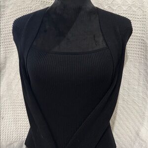 Celebrity Pink Black Ribbed Blouse